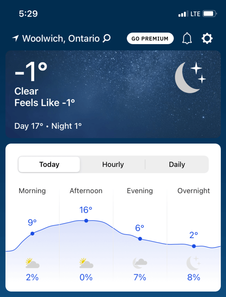 カナダ冬の気温