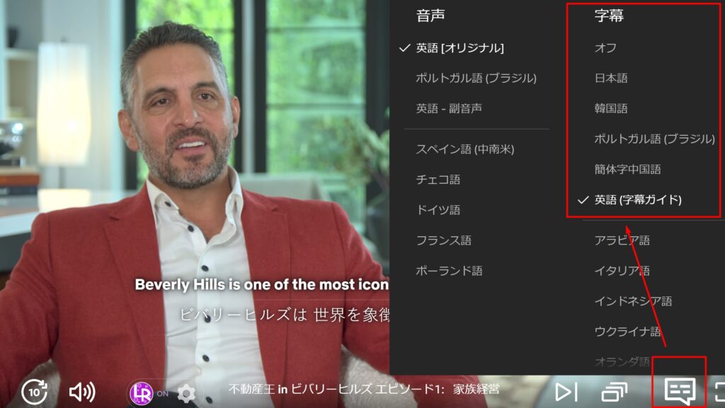 Netflixアプリで字幕を日本語と英語に切り替える